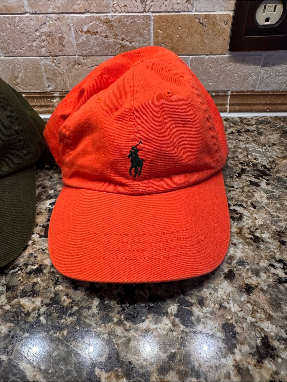 (2) Ralph Lauren Baseball Caps Olive Green & Orange Cotton - Picture 3 of 12